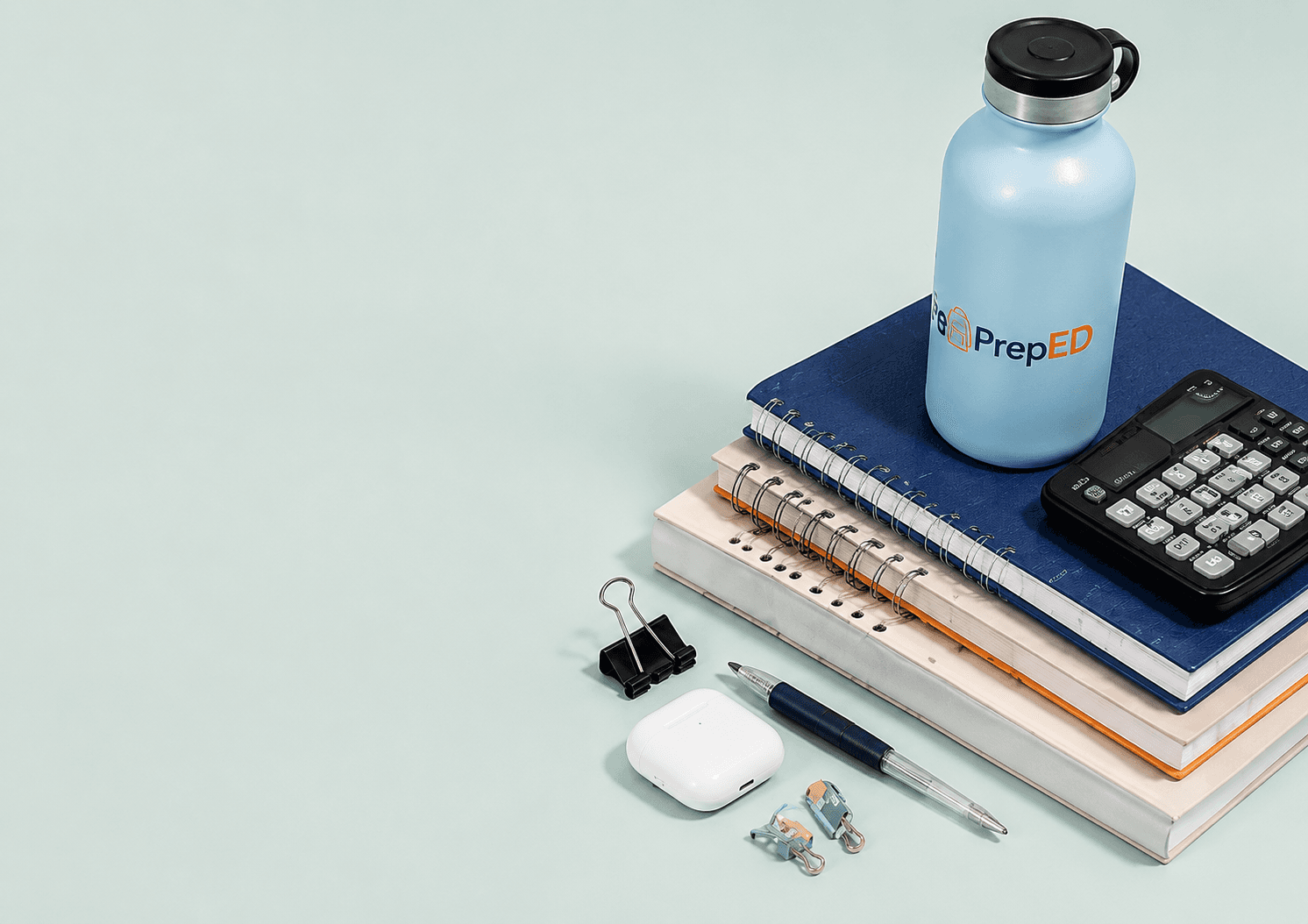 Middle school backpack and supplies flatlay